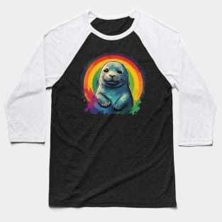 Seal Retro Vintage Sunset Rainbow Baseball T-Shirt